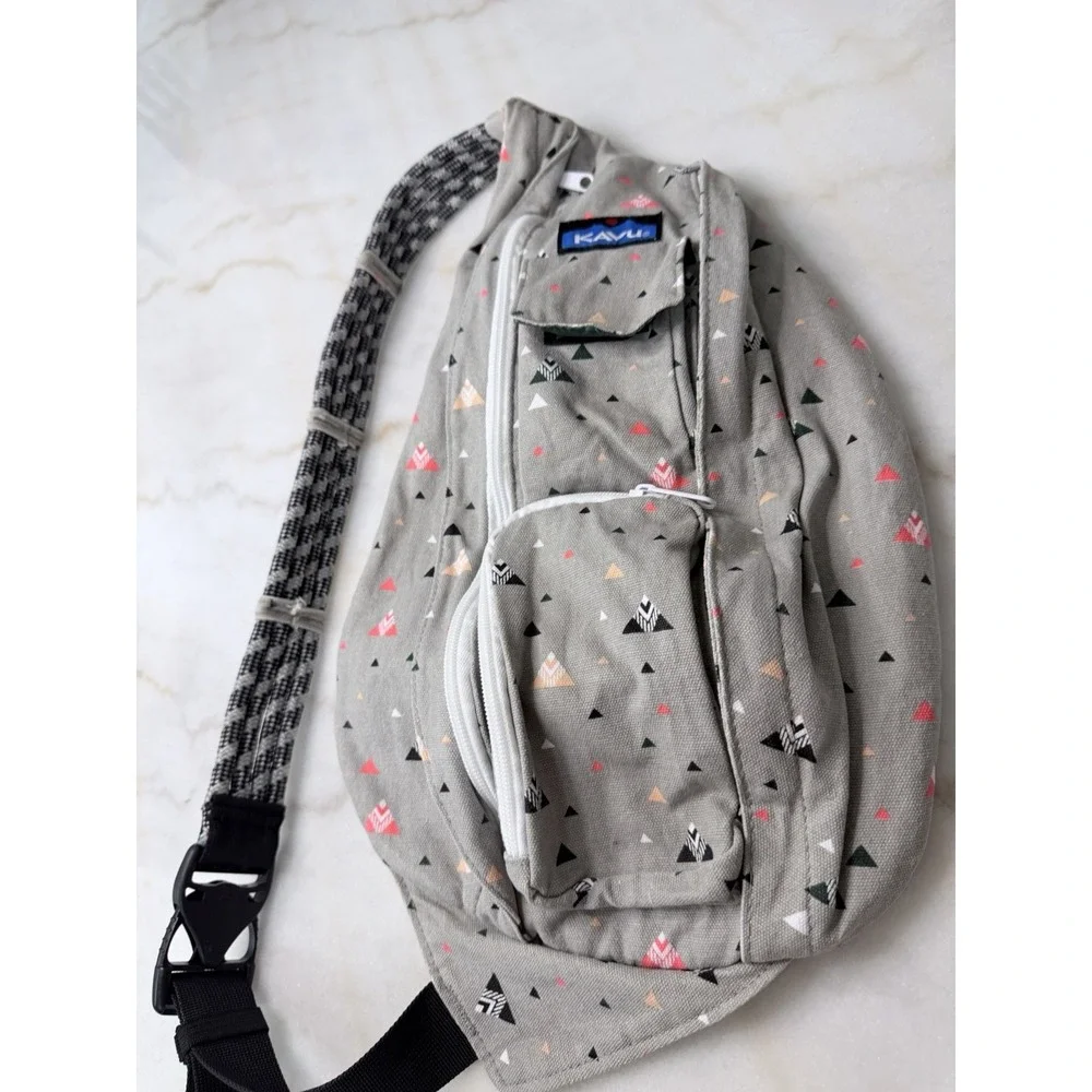 Kavu Rope Bag Canvas Sling Backpack Outdoor Travel Retired Pattern Gorpcore Hike